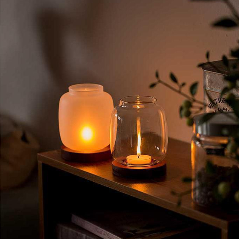 Candle Making Glass - Vintage Wooden Candle Holder With Glass