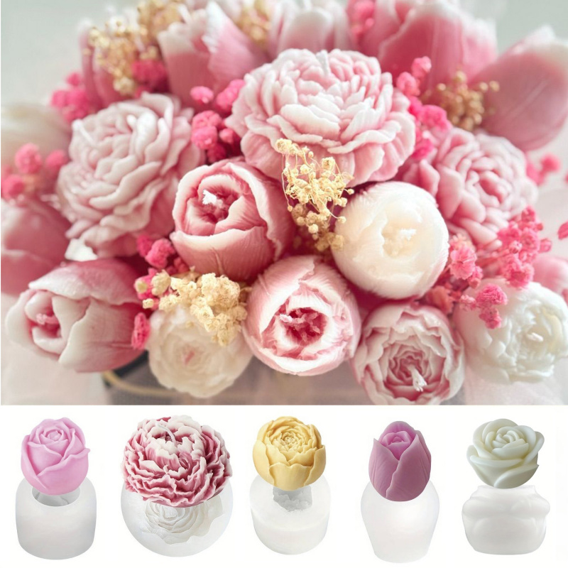 Candle Making Fragrances - Five-Piece SetDIYFloral Candle Silicone Mold，Suitable for