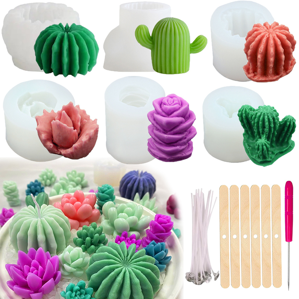 Candle Making Tips - 6pcs Succulent Silicone Candle Molds 3D